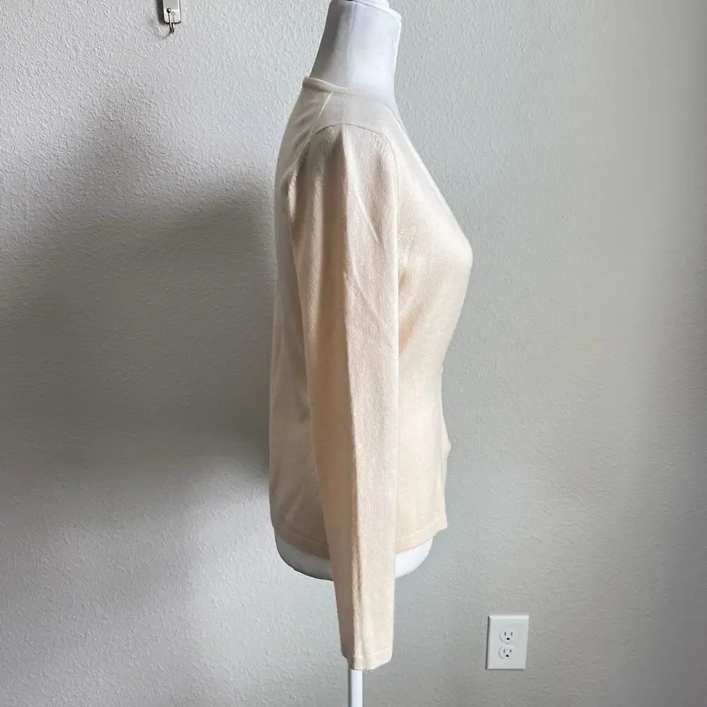 Giorgio's of Palm Beach Cashmere Silk Cardigan Women's 44 US M Off White Sweater